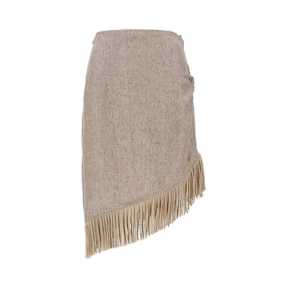 Emporio Armani Fringed Linen Canvas Skirt